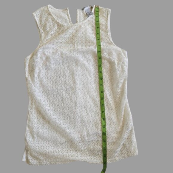 H&M Womens Tank Top Ivory Cream Sleeveless Eyelet Blouse-Size SMALL - Picture 5 of 8